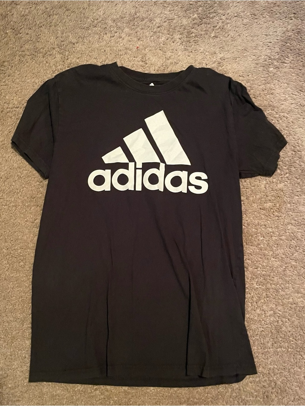 adidas Black Tee with White Logo Print